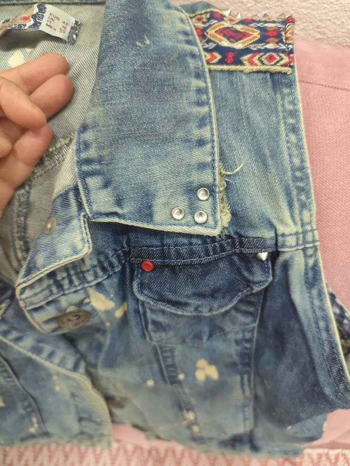 Düğmeli Mavi Kadın Kot Yelek - Görsel 3