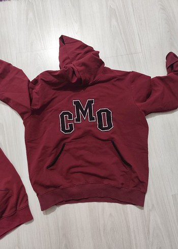 Bordo Kapüşonlu Baskılı Sweatshirt - Görsel 2