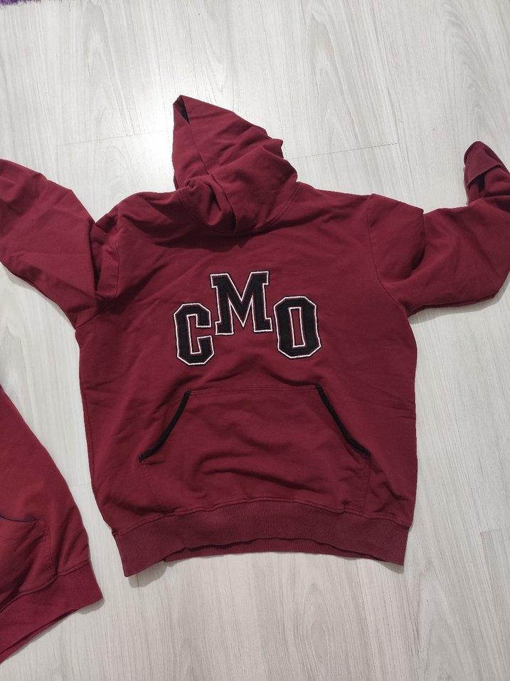 Bordo Kapüşonlu Baskılı Sweatshirt - Görsel 2