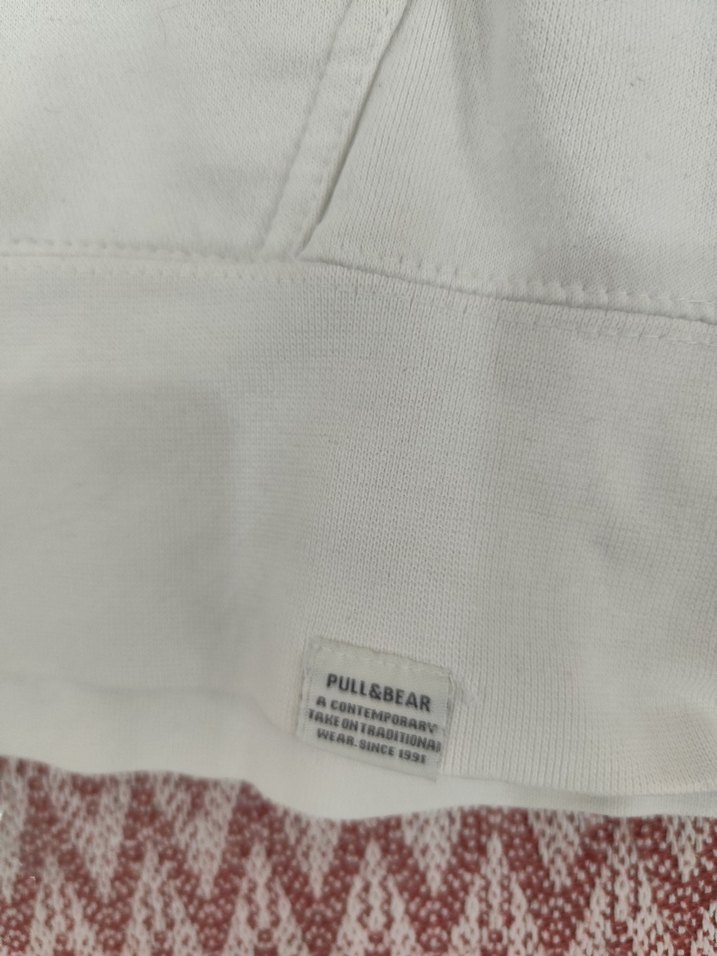 Fermuarlı Kapüşonlu Erkek Beyaz Sweatshirt - Görsel 2