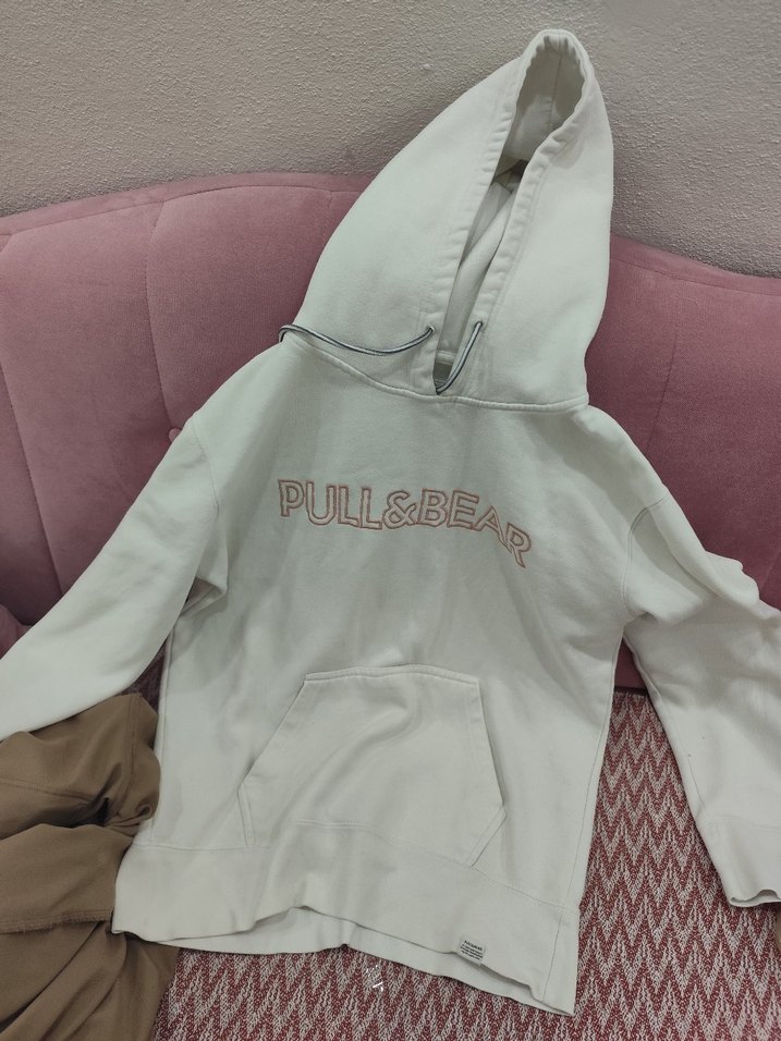 Fermuarlı Kapüşonlu Erkek Beyaz Sweatshirt - Görsel 3