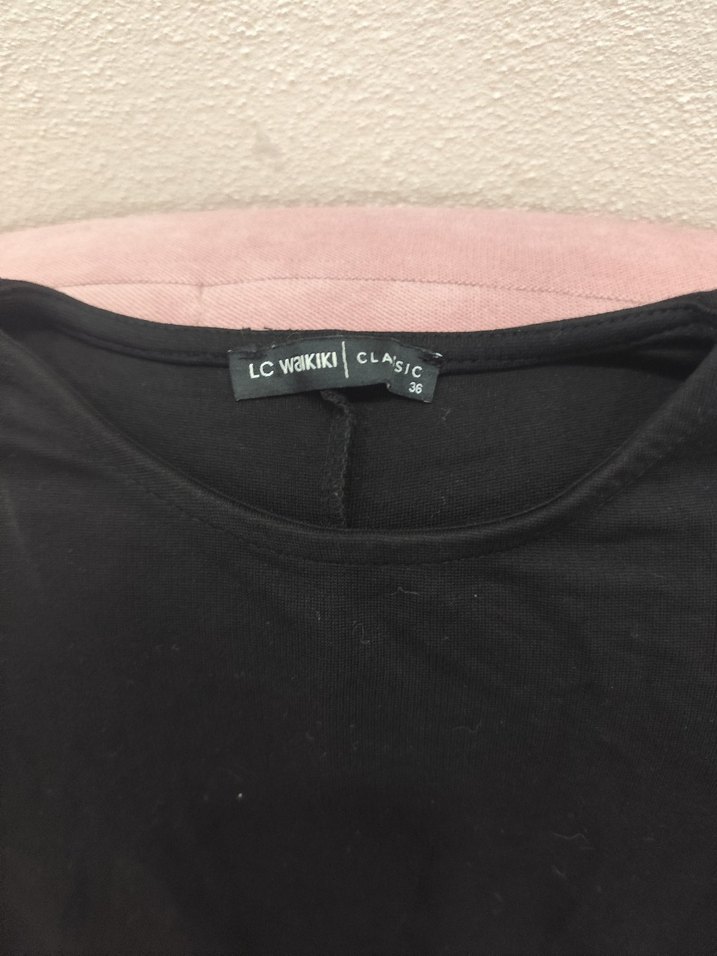 Siyah Uzun Kollu Drapeli Kadın Elbise - Görsel 3