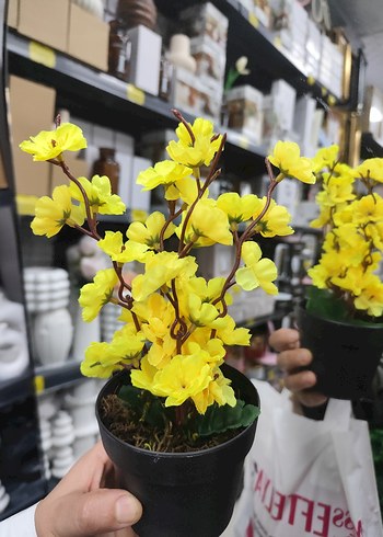 Pembe Yapay Çiçekli Mini Saksı - Görsel 2