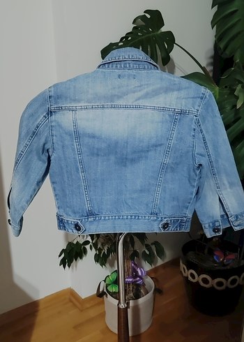 Abercrombie & Fitch Düğmeli Mavi Batik Desenli Kadın Kot Ceket (36-38)