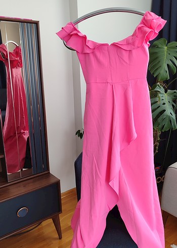 Trendyol & Milla Pembe Straplez Uzun Elbise