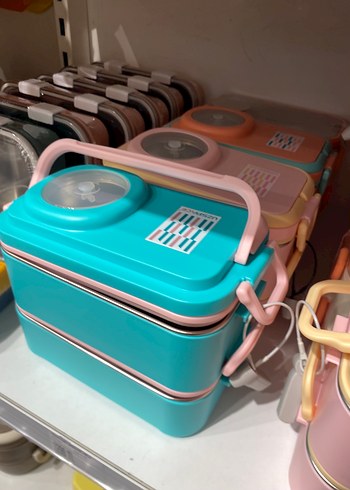 Diğer Pastel Pembe İki Katlı Yemek Kabı
