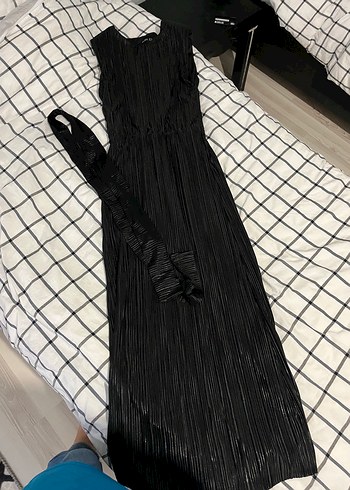 Diğer Uzun Pilili Siyah Gotik Elbise