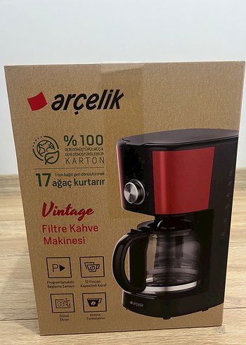 Arçelik Vintage Kırmızı Filtre Kahve Makinesi
