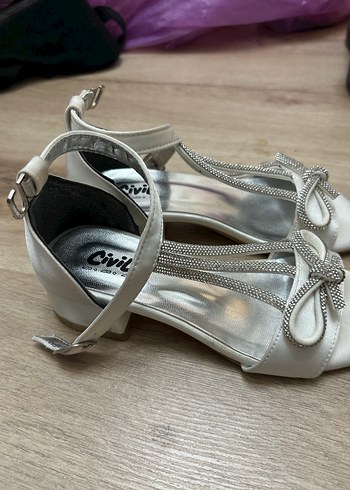 Tokalı Beyaz Topuklu çocuk Abiye Ayakkabı - Görsel 2