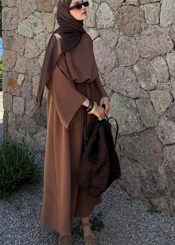 Kahverengi Salaş Uzun Elbise - Görsel 2