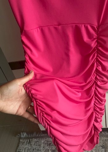 Trendyol & Milla Pembe Drapeli Mini Abiye Elbise