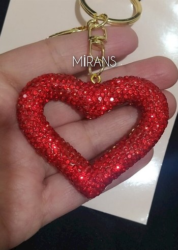 Işıltılı Taşlı Kalp Şeklinde Metal Anahtarlık - Görsel 3