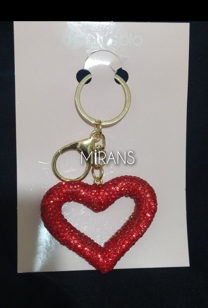 Işıltılı Taşlı Kalp Şeklinde Metal Anahtarlık - Görsel 4