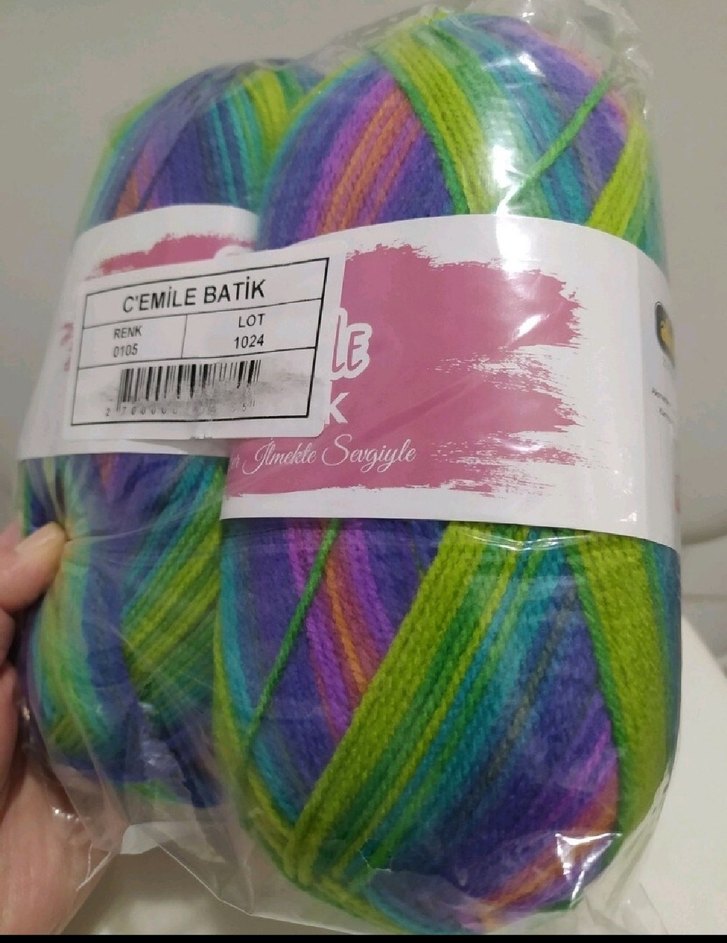 C'emile Batik İkili Çok Renkli El Örgü İpliği - Görsel 3