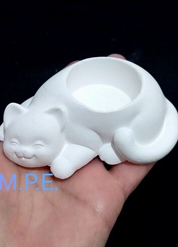 Tasarımcı Kedi Formlu Tealight Mumluk