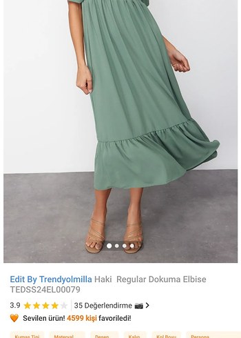 Edit By Trendyolmilla Haki Uzun Dokuma Elbise