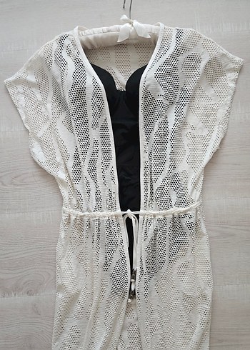 Bohem Tarz Uzun Beyaz Dantel Plaj Elbise - Görsel 5