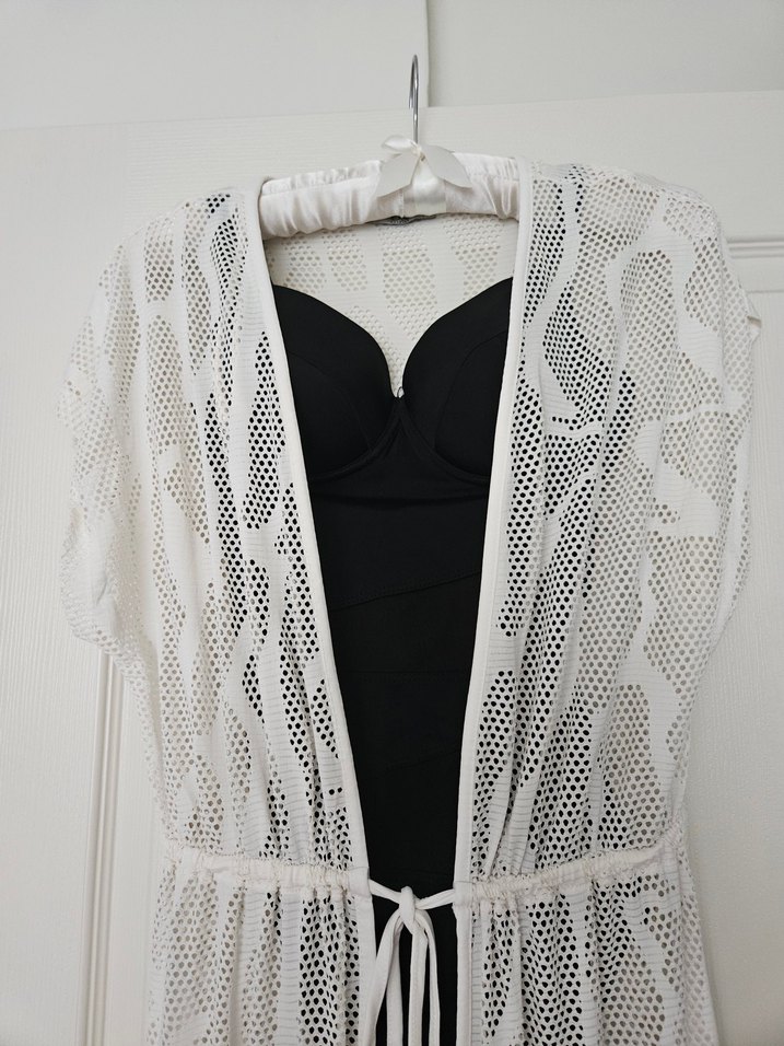 Bohem Tarz Uzun Beyaz Dantel Plaj Elbise - Görsel 3