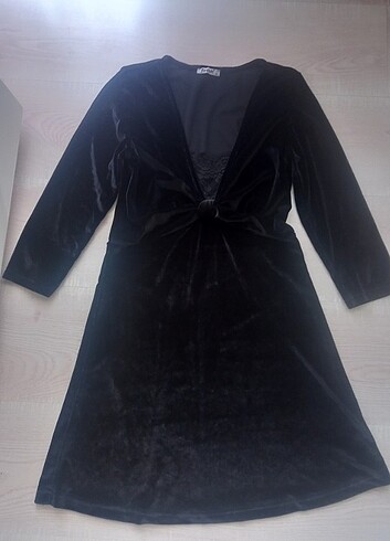 s Beden siyah Renk Siyab kadife mini gece elbise