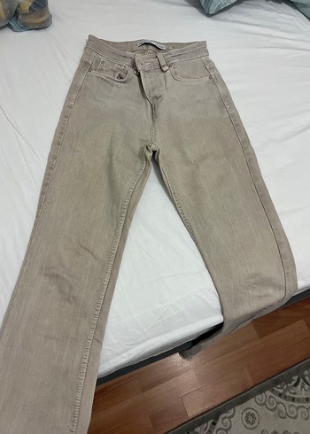 Bershka Bej Yuksek Bel Denim Jean