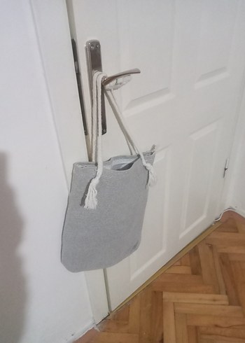 Diğer Bohem Gri Örgü Kadın Çanta Fermuarlı