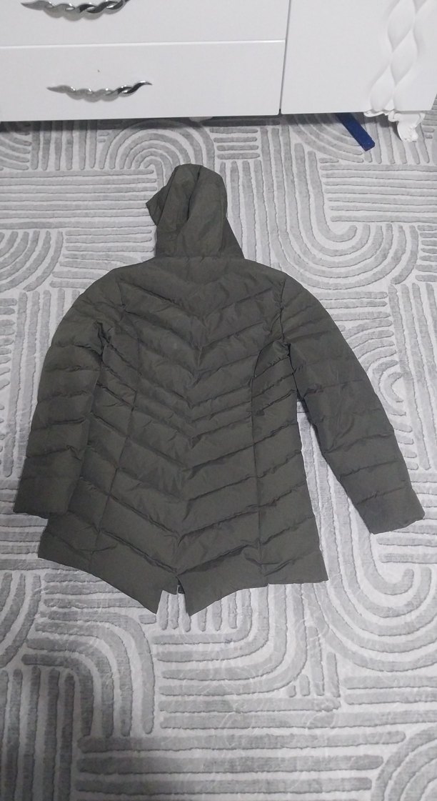 Kadın Gri Midi Mont Kapüşonlu Fermuarlı - Görsel 2