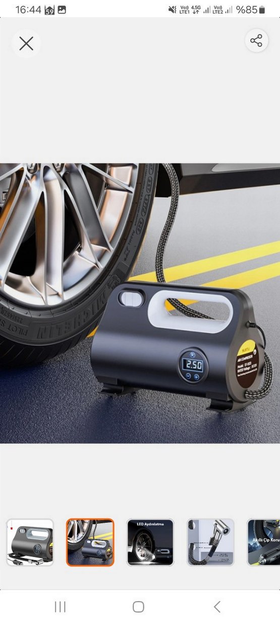 Araç Lastik Şişirme Kompresörü Gri - Görsel 3