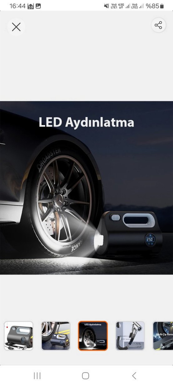 Araç Lastik Şişirme Kompresörü Gri - Görsel 2