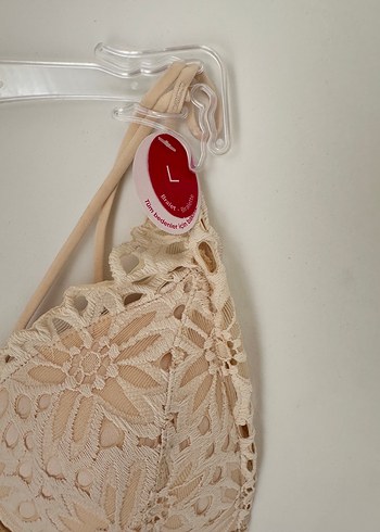 l Beden Nakışlı Bej Bohem Mini Bralet