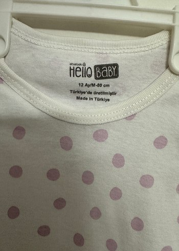 1 Yaş Beden Beyaz Puantiyeli Kolsuz Bebek Body