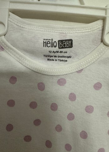 1 Yaş Beden beyaz Renk Beyaz Puantiyeli Kolsuz Bebek Body