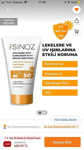 Sinoz Güneş Kremi