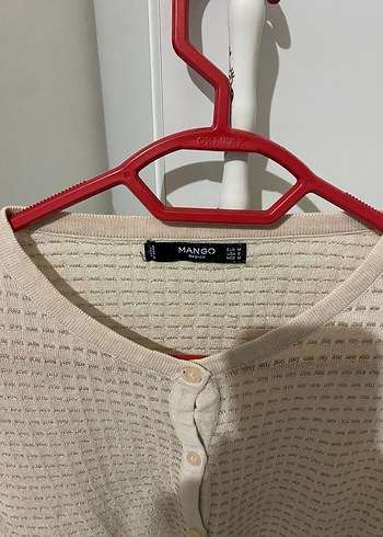 Bej Kadın Düğmeli Pamuklu Uzun Kollu Kazak - Görsel 3