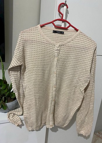 Bej Kadın Düğmeli Pamuklu Uzun Kollu Kazak - Görsel 2