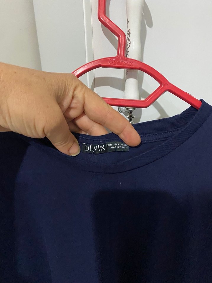 Kadın Mavi Kısa Kollu Salaş Tişört - Görsel 2