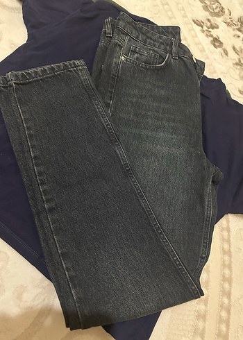 Gri Baskılı Midi Kot Pantolon - Görsel 2