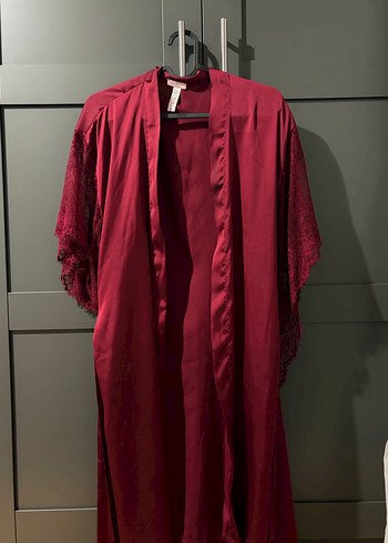 Bordo Bohem şık Midi Kadın Sabahlık