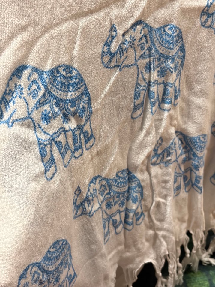 Bohem Mavi Fil Desenli Ekru Tunik — görsel 2/5