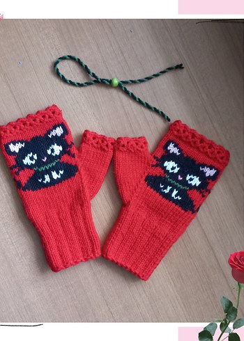 Kedili Örgü Eldiven - Görsel 2