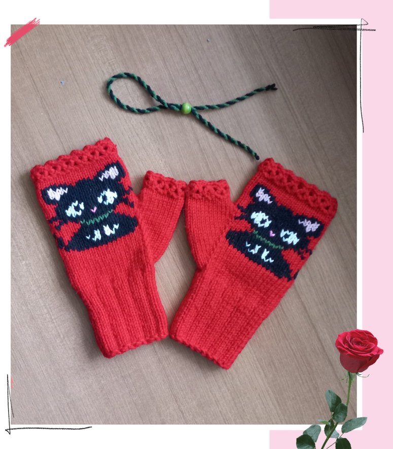 Kedili Örgü Eldiven - Görsel 2