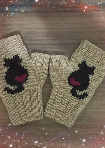 Kedi Figürlü Örgü Eldiven - Görsel 4