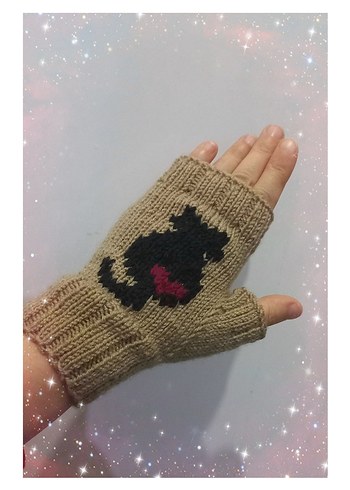 Kedi Figürlü Örgü Eldiven - Görsel 2