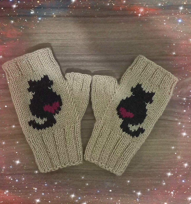 Kedi Figürlü Örgü Eldiven - Görsel 4