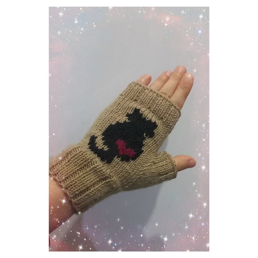 Kedi Figürlü Örgü Eldiven - Görsel 2