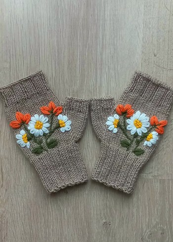 Nakışlı Bohem Örgü Kadın Eldiveni - Görsel 2