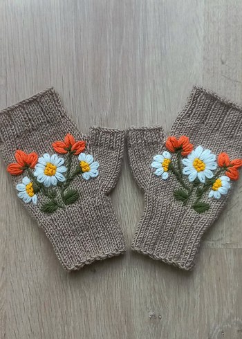 Nakışlı Bohem Örgü Kadın Eldiveni - Görsel 4