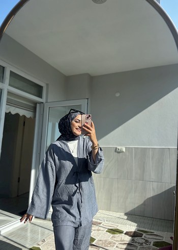 m Beden gri Renk Gri Midi Kadın Ofis Takımı