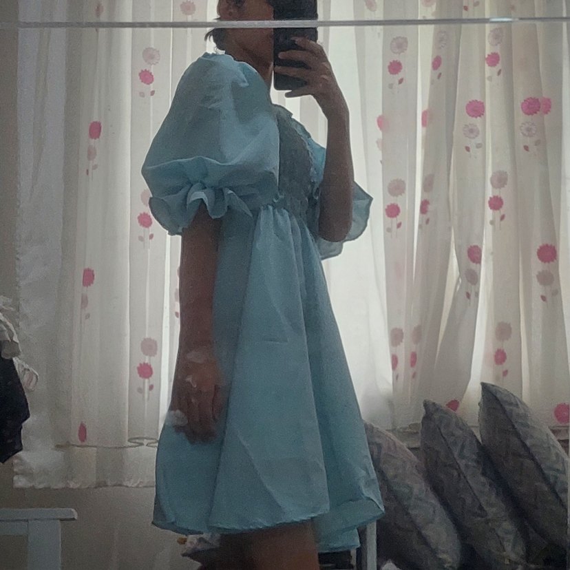 Mavi Saten Abiye Elbise - Görsel 2