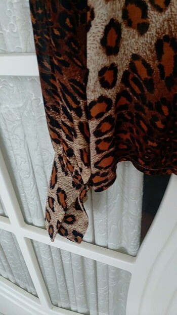 m Beden kahverengi Renk Leopar şifon bluz 