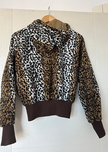 Zara Kahverengi Leopar Desenli Kürklü Kadın Ceket